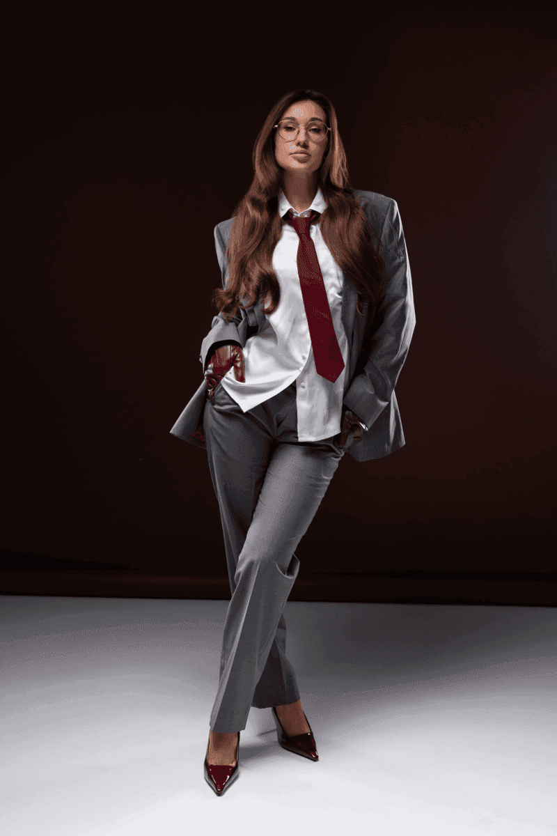 Studio fashion portrait in directional light